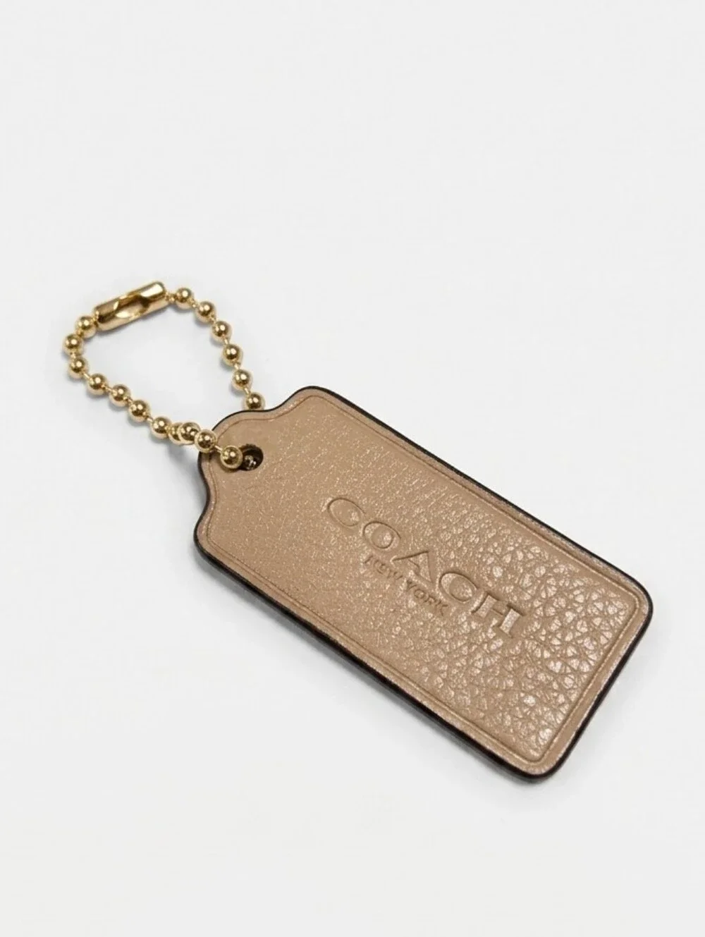 Authentic Coach Leather Replacement Hangtag | Tan Taupe Brown Logo FOB Keychain